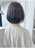 福山市美容室Caaryナチュラルふわっとボブ透明感グレージュ
