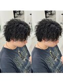 センターパートスパイラルパーマくせ毛風パーマ