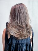 韓国ヘア顔周りレイヤーロングミディアムグレージュ_ba342581