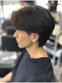 メンズセンターパートウルフ曲がる縮毛矯正ニュアンスパーマ群馬