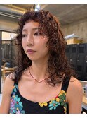 海外風ロングパーマくせ毛パーマくるくるパーマおん眉パーマ