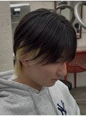 簡単オシャレホワイトブロンドインナーカラーセンターパート