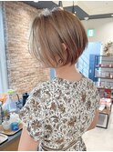 《30.40.50代》前下がりショートボブ×透明感カラー【湯本】