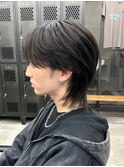 【GEEKS渋谷】センターパートウルフ/ブルーブラック/韓国風ヘア