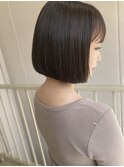 ぷつっと切りっぱなし あごラインミニボブ ワンレン ボブ