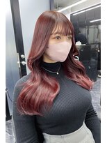 ランズ(LANDS) ピンクブラウン 顔まわりレイヤーカット 【韓国ヘア 大阪 梅田】