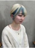 抜きっぱなしブロンド/アクアブルー/ハンサムショート