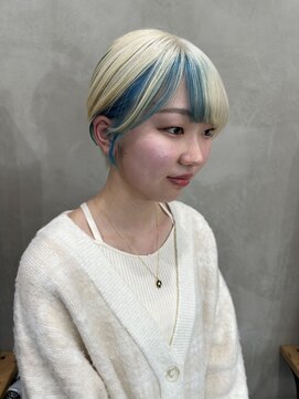 if 抜きっぱなしブロンド/アクアブルー/ハンサムショート