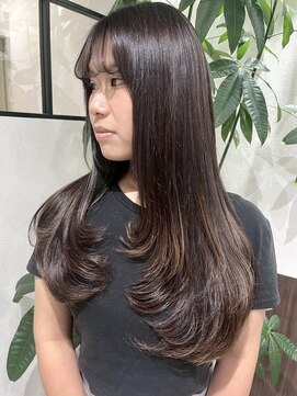 ベルヘアーデザイン 堺東(Belle hair Design) 韓国風顔周りレイヤーカットオリーブグレージュ外国人風堺東
