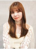 顔周りカット 艶髪 ブラウンベージュ 20代 前髪カット ブリーチ