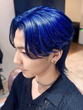 ダルシット(dulcet★★★) ネイビーブルー/ブリーチカラー/フェザー/コンマ/センターパート