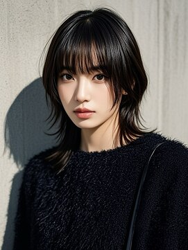 マッシュウルフボブパーマミルクティーベージュシルバーアッシュ