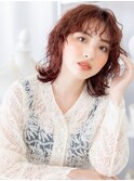 ピンクブラウン/カーリーヘア/外国人風ウェーブ/オン眉/20代g