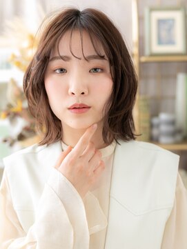 カバーヘア ブリス 志木南口駅前店(COVER HAIR bliss) シースルーバング/くびれミディアム/スモーキーブラウン/20代g