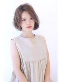 ローライトココアブラウン大人かわいいゆるふわシアーカラーボブ
