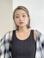 サンク 原宿 表参道(cinq)&nbsp;フェイスフレーミングボブインナーカラー韓国前髪無しベージュ