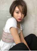 デザインカラー/シルキーベージュ/グレージュカラー/斜めバング