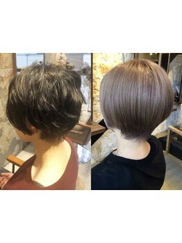 季節に合わせてチェンジ!綺麗なフォルムと黄金バランスで小顔魅せ効果も!ショートボブ＆前髪作りもお任せ◎