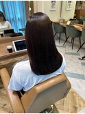 ダークブラウンカラー×縮毛矯正艶髪ミディアム