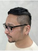 ソフトモヒカン刈り上げショートニュアンスブルーブラックパーマ