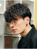 無造作パーマシャドウパーマ黒髪ウルフヘアマッシュメンズカット
