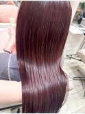 韓国風赤みバイオレットカラー艶感美髪ロングストレート新宿
