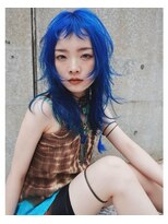 レコ 渋谷(LECO)&nbsp;ネオンブルーロングレイヤーウルフ