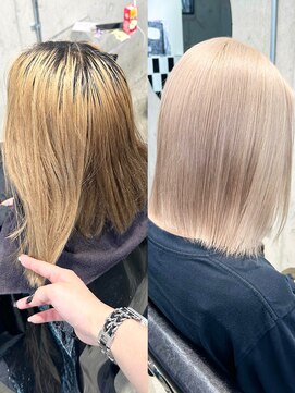 リル ラウム 原宿(LiL Raum) ミルクティーベージュ/ムラ修正/原宿/ブリーチ/ダブルカラー