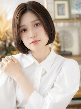 カバーヘア ブリス 北浦和(COVER HAIR bliss) 透けバング黒髪小顔前下がり切りっぱなしボブc7北浦和30代40代