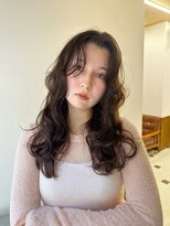 ブリンク(blink)&nbsp;レイヤーロングオリーブブラウン前髪なしウェーブスタイル