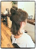 ミルクティグレージュカラー+お団子ヘアアレンジ