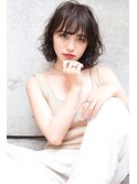 mowen×ココアブラウン×シースルーバング×パーマ
