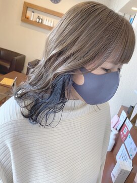 if ミルクティーベージュ×ネイビーブルー×インナーカラー