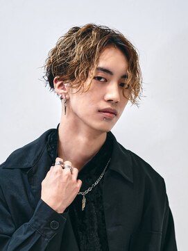 ヘアーガーデンルート(HairgardenROOT) センターパート波巻きパーマ(いわき/メンズ/ツイストスパイラル
