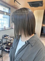 イェル(ELL.) 切りっぱなしボブワンレンボブ透け感ベージュ20代30代40代