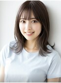 小顔外ハネミディアムアッシュ20代30代40代くびれミディ韓国ヘア