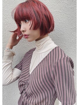 ユー(juu.) 【juu./星ヶ丘】ワインレッドボブ/ぱっつん前髪/ボブレイヤー