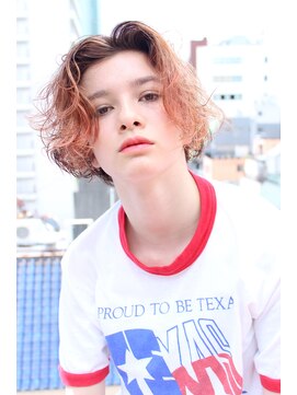 エル(EL by green) EL☆ペールオレンジ×ウェーブ×ショート☆0112327997