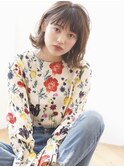 シースルーバングパーマボブ