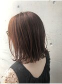 大人可愛いエアリー外ハネボブ立体感 ブラウンカラー