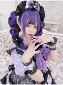 #パープル#エクステ#黒メッシュ#地雷系#量産#コンカフェ嬢