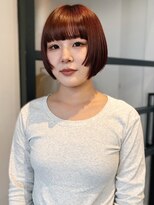 小顔レイヤー アプリコットオレンジ 姫カット 小顔カット 艶髪