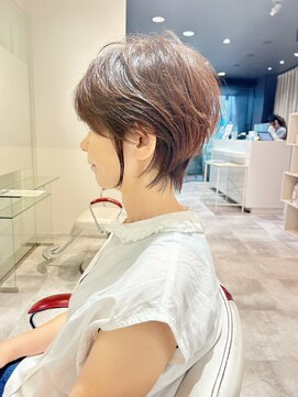 アース 栄店(HAIR&MAKE EARTH) earthショートレイヤーボブミルクティー丸みショートボブ