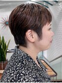ミルクティーブロンド/ダークブルー/デジタルパーマ/横浜