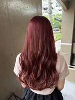 プランツヘアー&nbsp;20代ブリーチ無しピンクレッドカラー