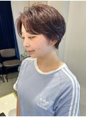 ハンサムショート/ショートパーマ/ピンクベージュ/ショート