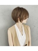 前髪あり耳掛け丸みくびれショートボブ20代30代40代50代(蘭)