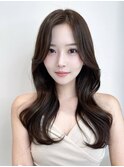 艶髪ダークブラウン韓国前髪なし20代30代