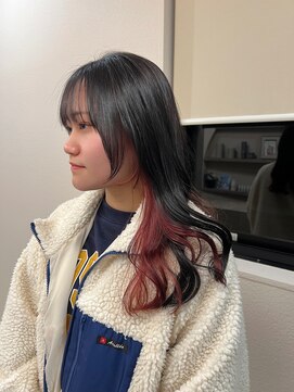 ヨンド(yond) インナーカラーピンクベージュ顔まわり前髪群馬太田