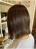 オリーブカラーオリーブベージュボブ多賀城美容室透明感